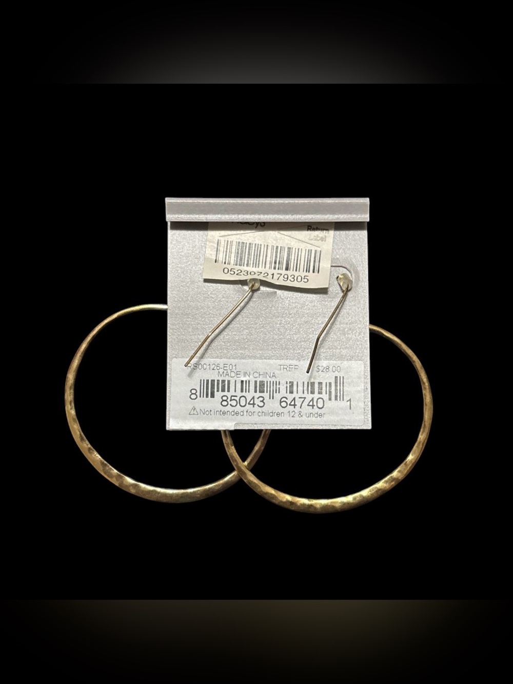Robert Lee Morris Soho Gold Plated Hammered Hoop Earrings - Picture 5 of 5
